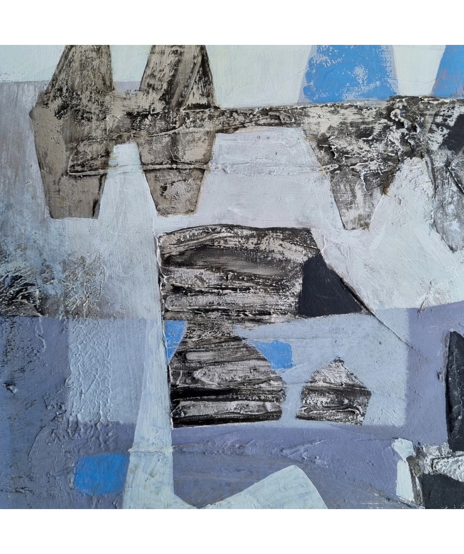 Alastair Michie - Abstract in blue, grey, silver and black