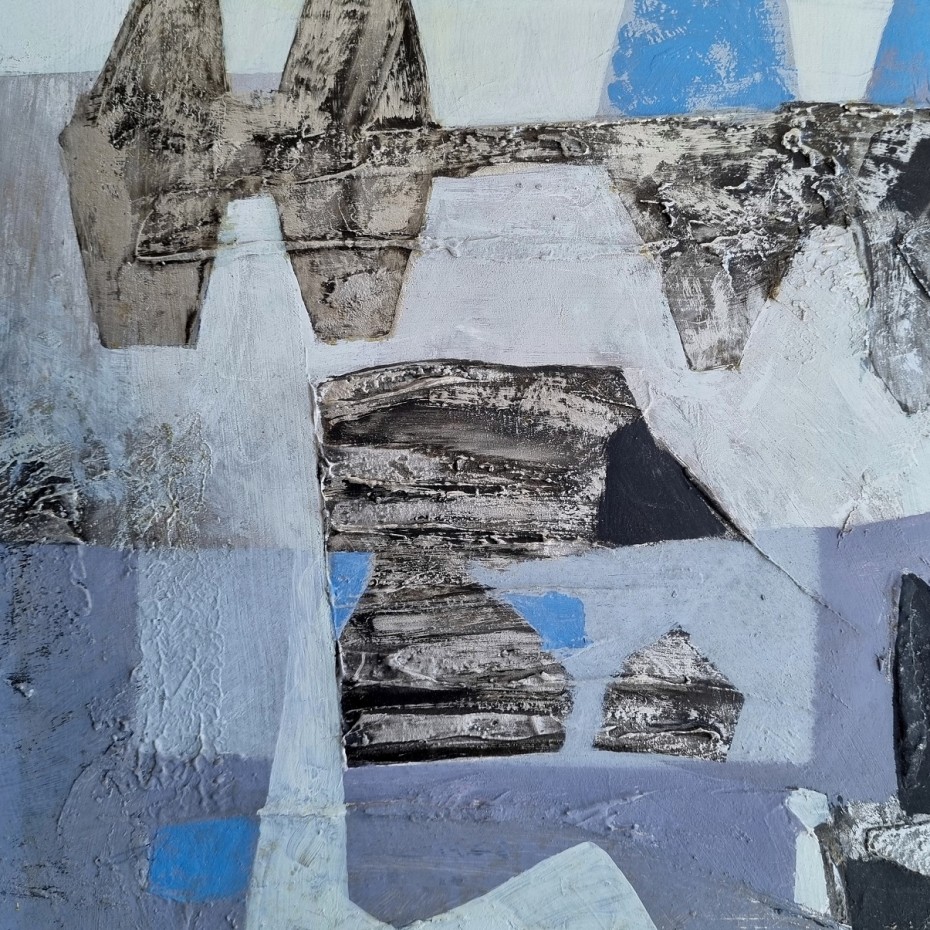 Alastair Michie - Abstract in blue, grey, silver and black