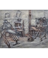 Stanley Cornwell Lewis - 'Soldiers Sitting by a Stove in Wartime'